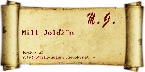 Mill Jolán névjegykártya